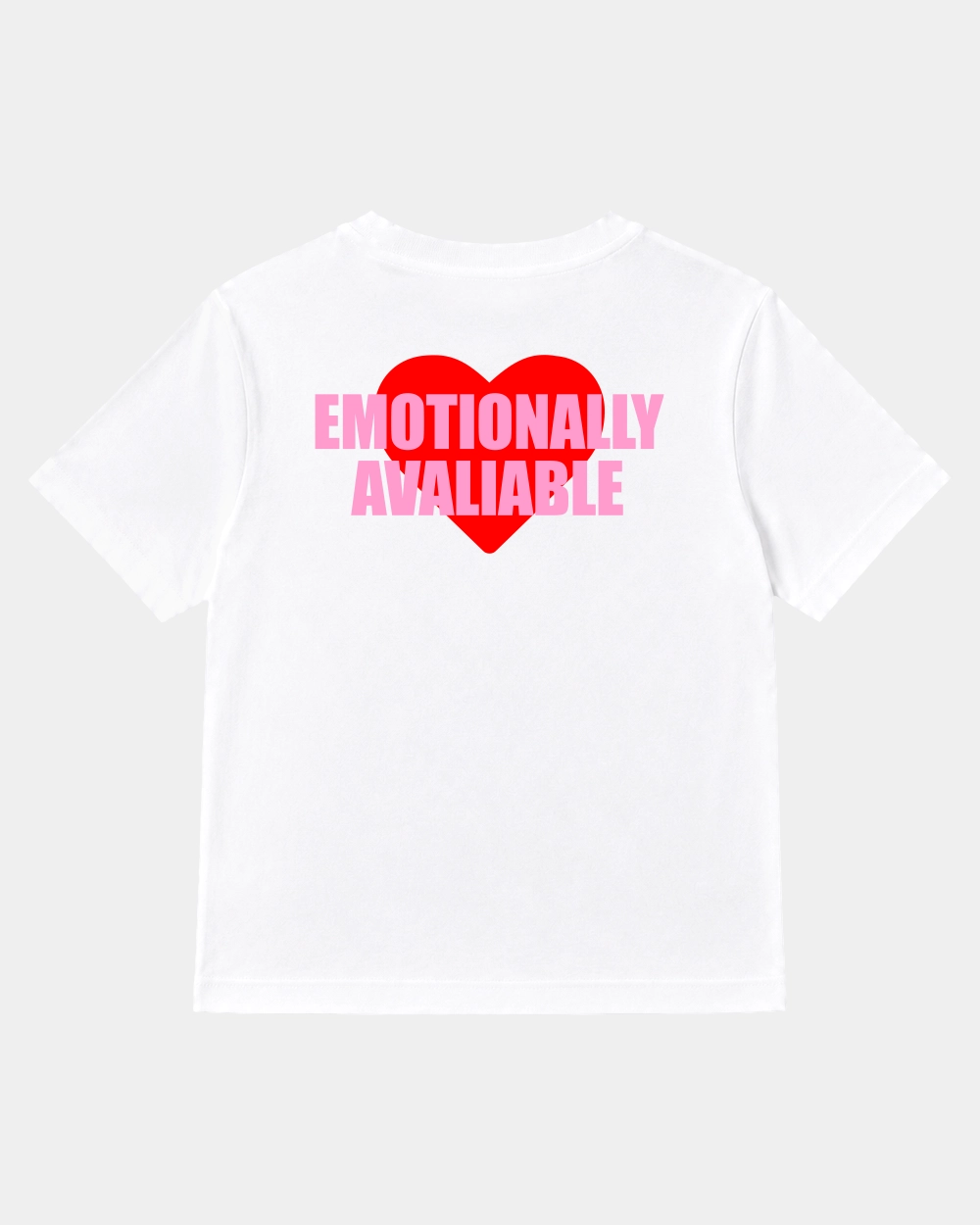 Camiseta Emotionally Available Cuadrada Blanca back
