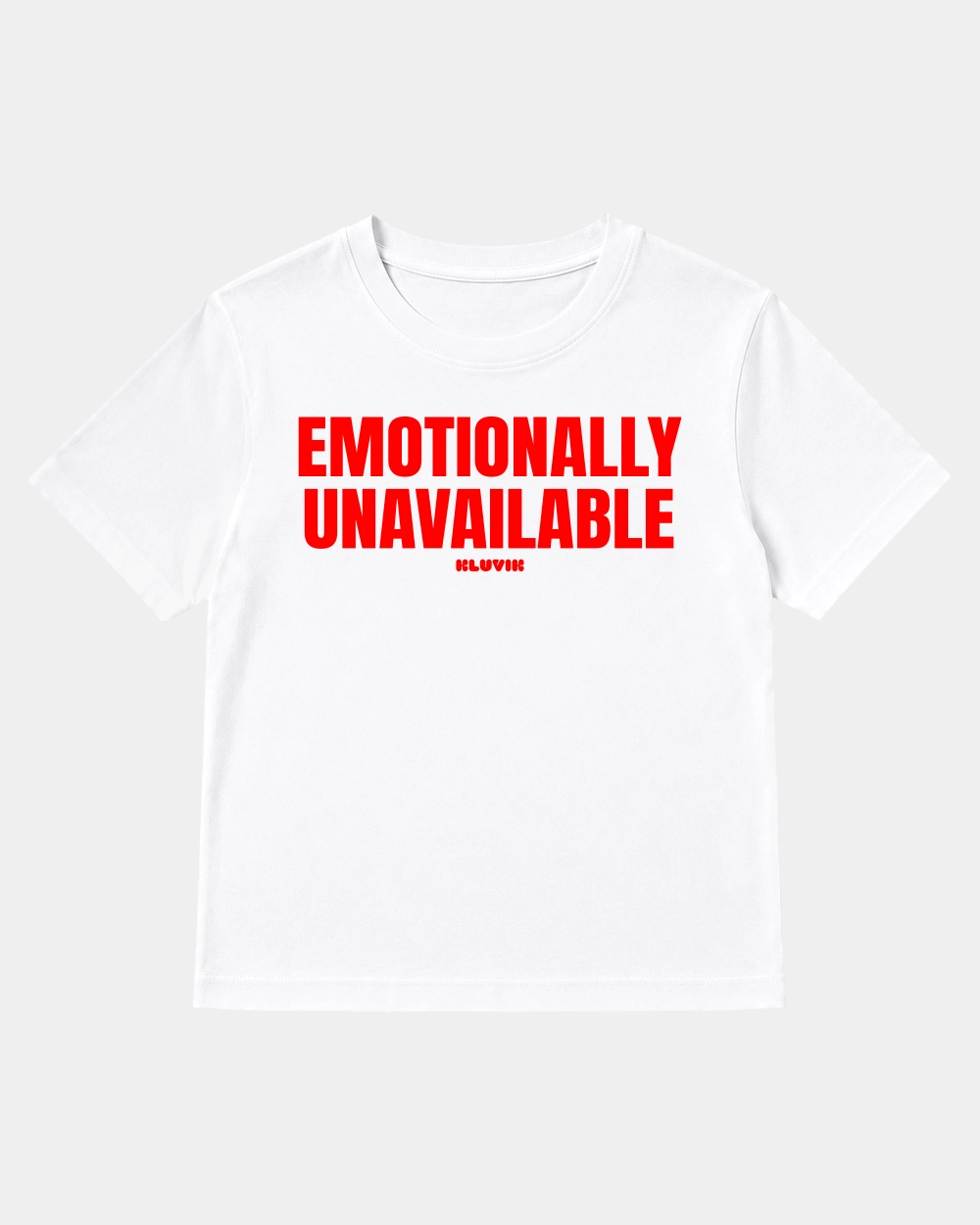 Camiseta Emotionally Unavailable Cuadrada Blanca front