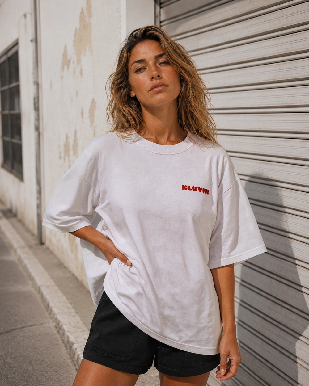 camiseta basic big k oversize blanca