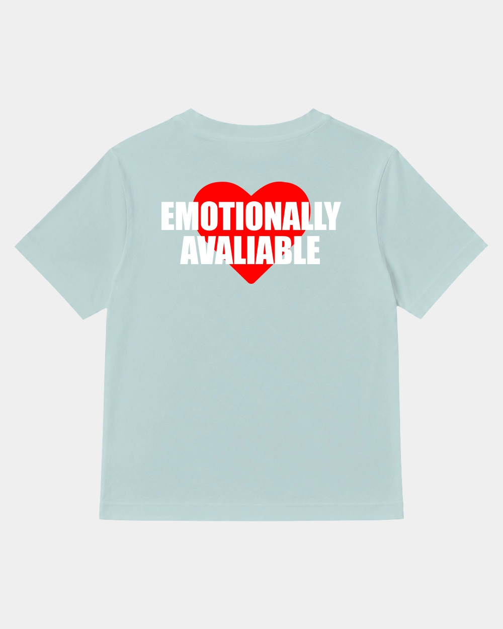 Camiseta Emotionally Available Cuadrada Azul Lavado back