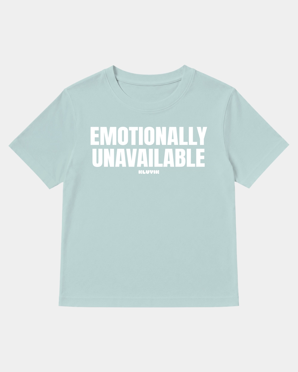 Camiseta Emotionally Unavailable Cuadrada Azul Lavado front