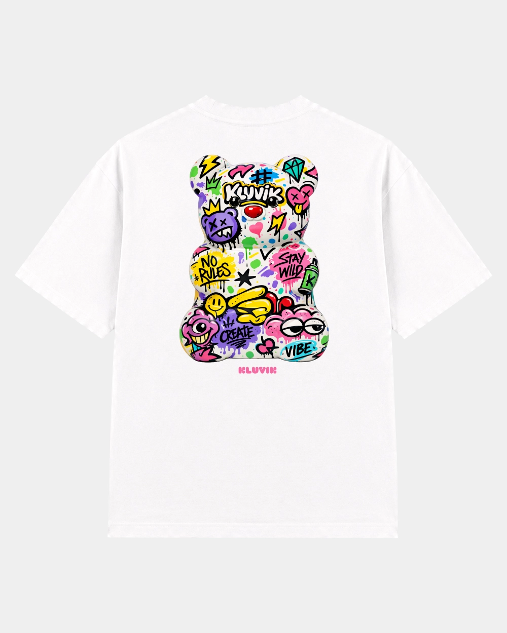 Camiseta Graffiti Bear Oversize Blanca