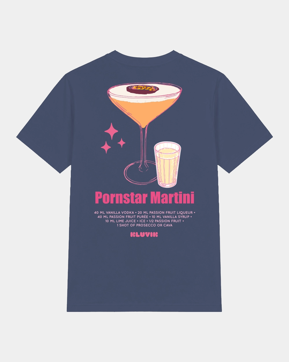 Camiseta Pornstar Martini Regular Azul back